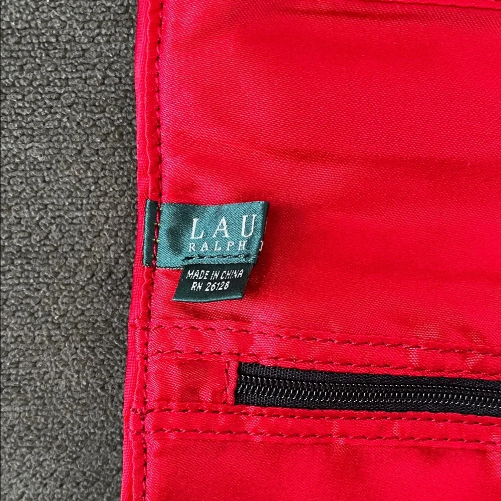 Ralph Lauren Black Velvet Makeup/Toiletry Clutch with Red Trim - Picture 5 of 8